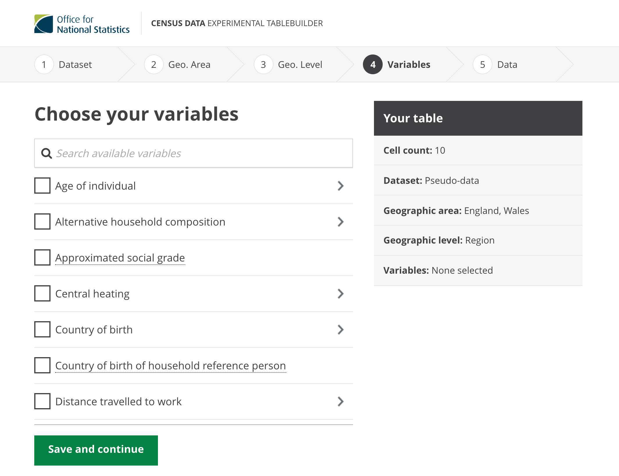 Cantabular screenshot